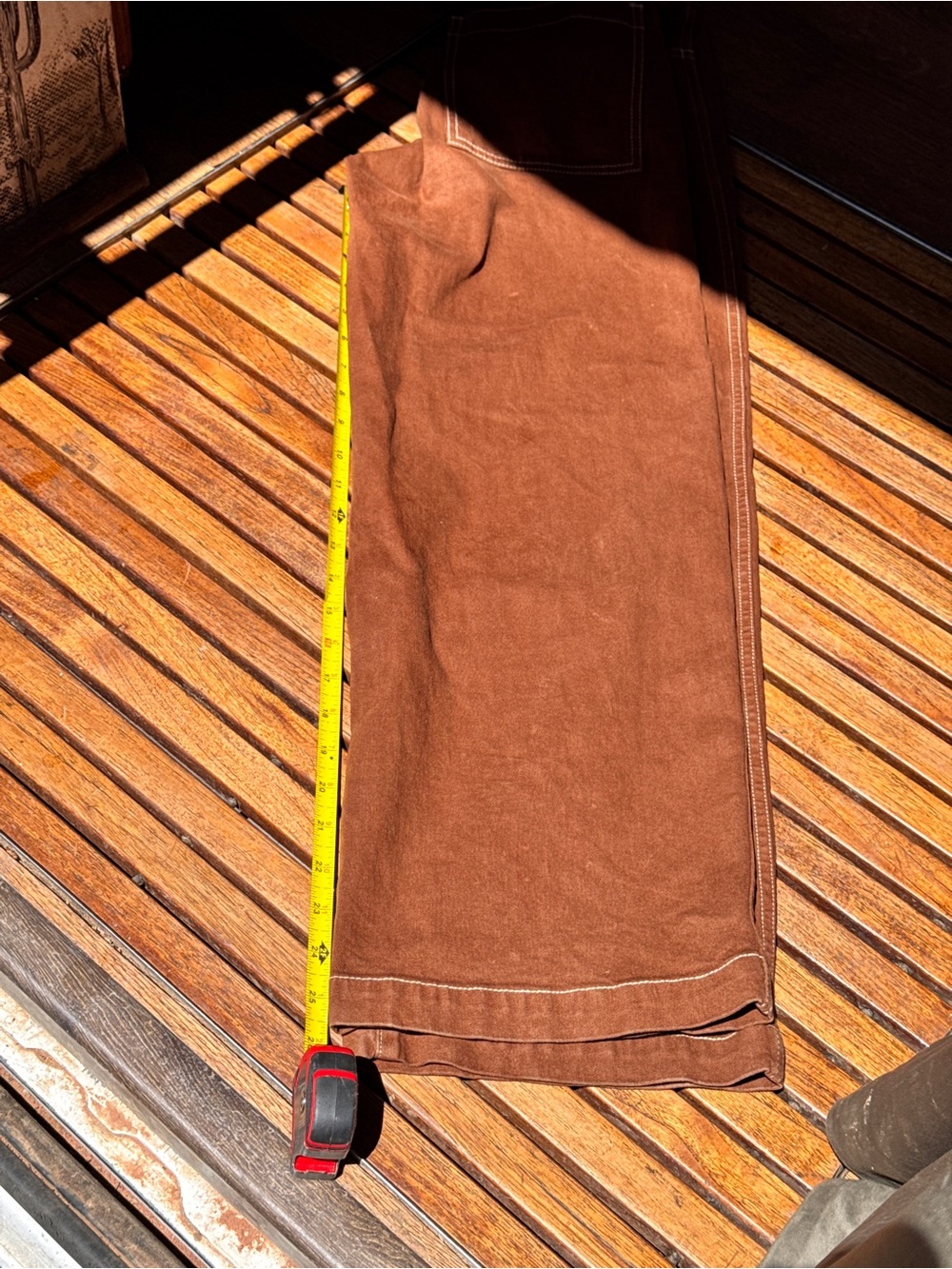 Madewell Emmet Wide Leg Garment High-Rise Straight-Leg Jeans in Chestnut Brown - Picture 10 of 12